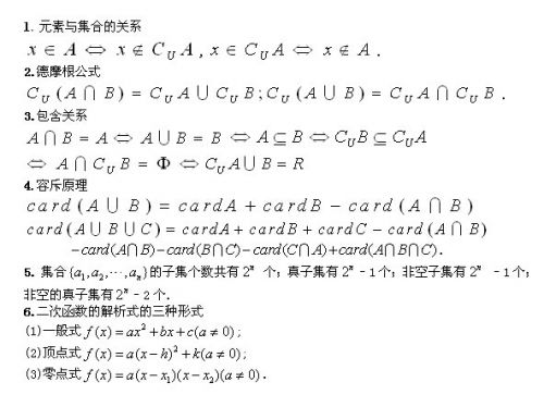 福建省成人高考：2020年高起点《数学》常用公式