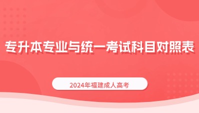 2024年福建成考专升本招生专业与统一考试科目对照表